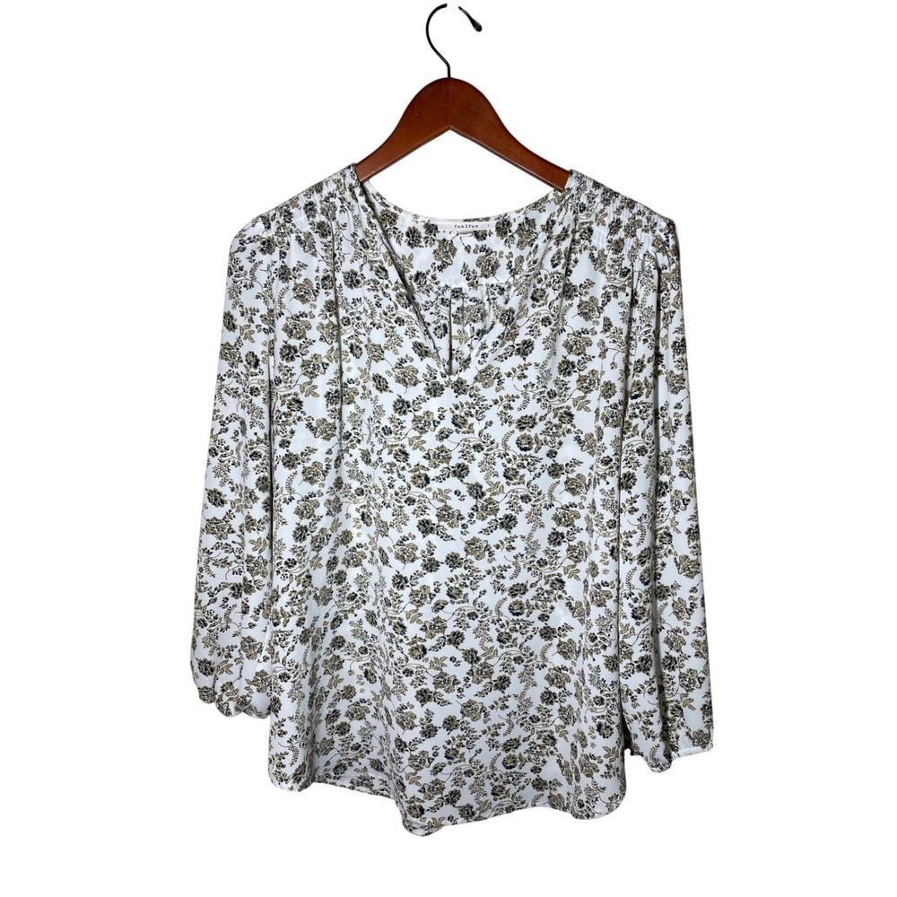 Women's Floral Blouse L Cottagecore Boho Lightweight Work Casual Long Sleeve Top